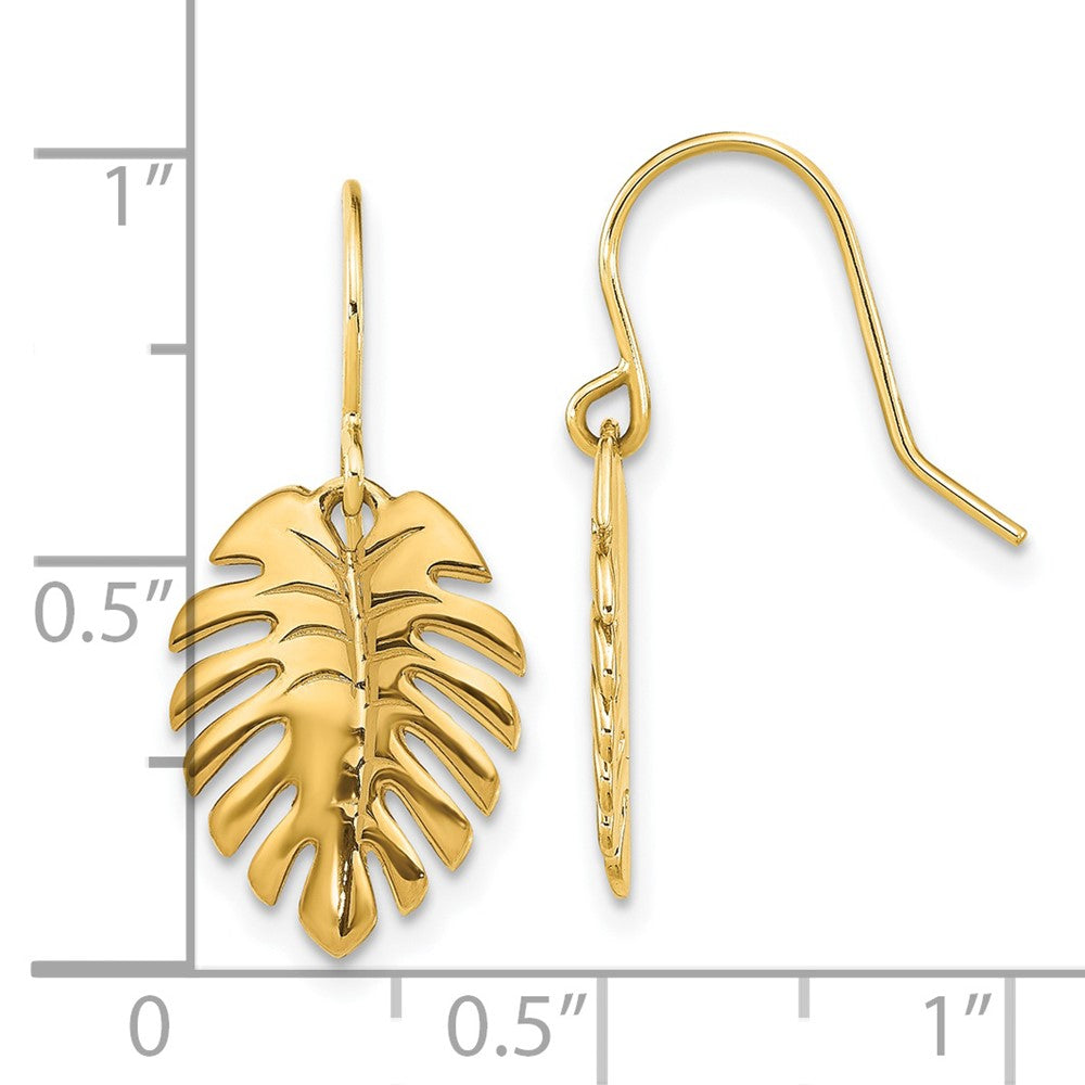 14K Gelbgold Poliert Palme Blatt Ohrhänger