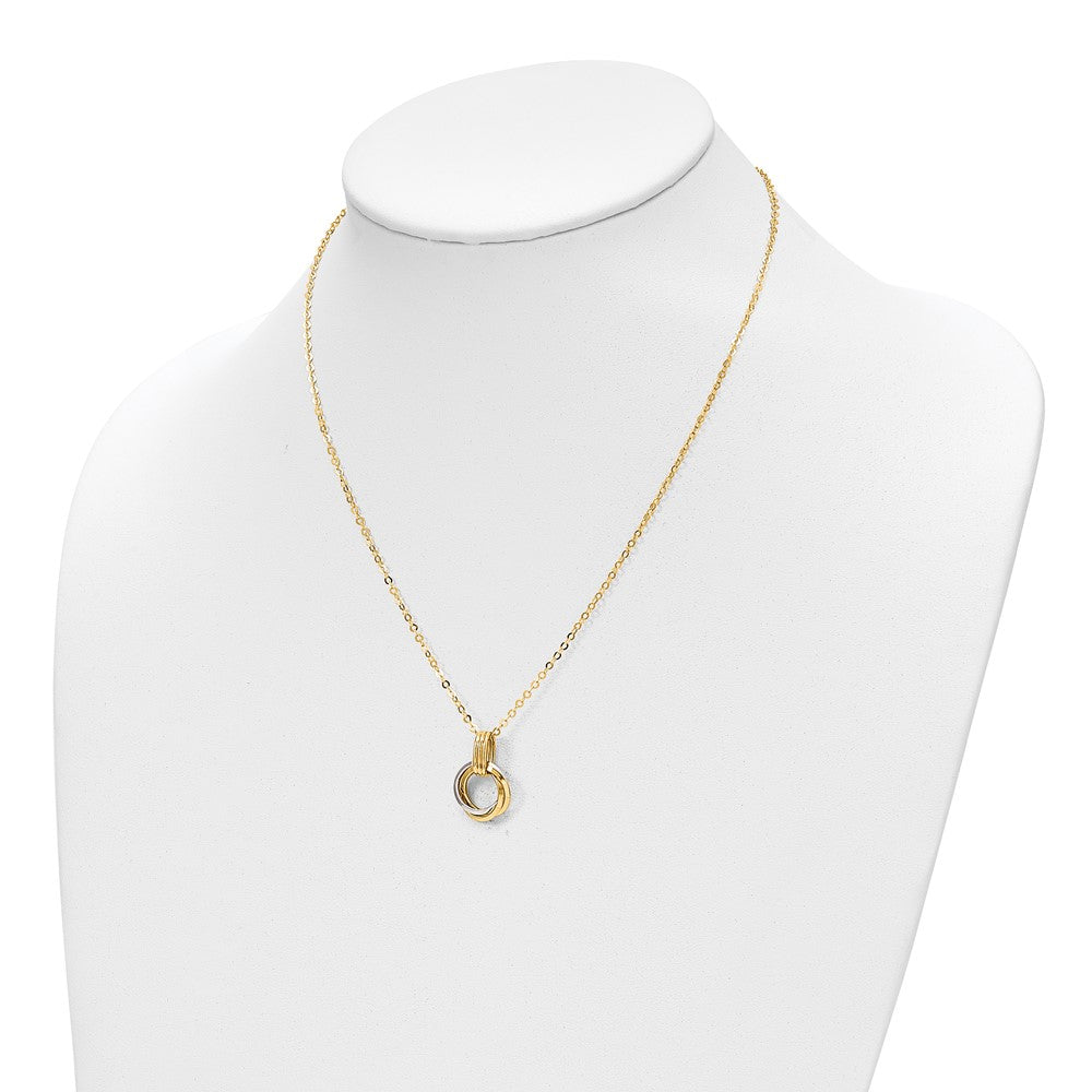 14K Bicolor Poliert Intertwined Kreise Mit.25 Zoll Verlängerung Halskette