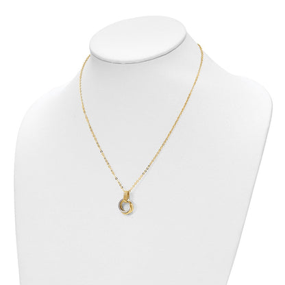 14K Bicolor Poliert Intertwined Kreise Mit.25 Zoll Verlängerung Halskette