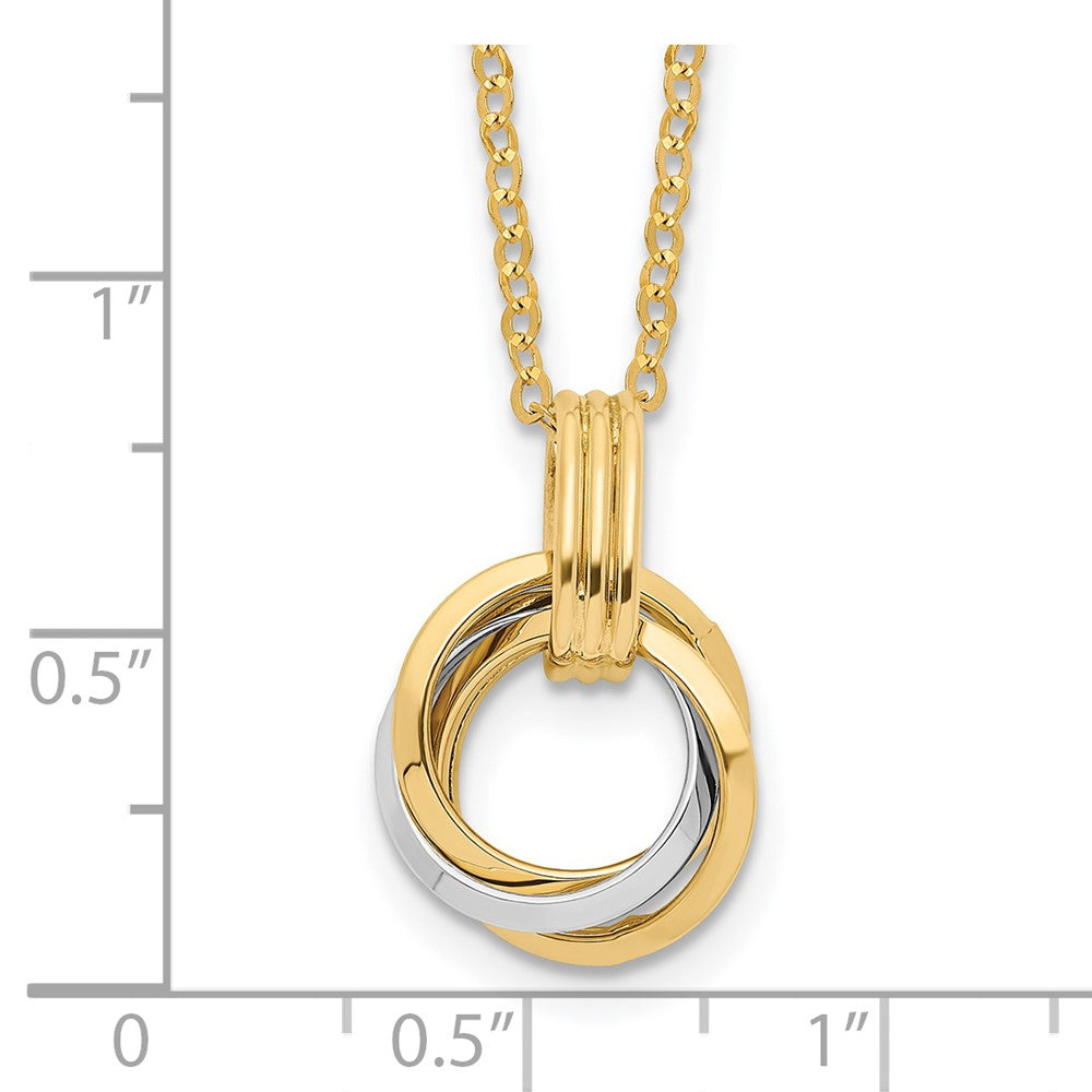 14K Bicolor Poliert Intertwined Kreise Mit.25 Zoll Verlängerung Halskette