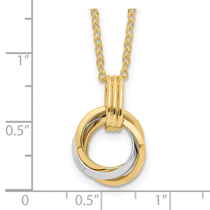 14K Bicolor Poliert Intertwined Kreise Mit.25 Zoll Verlängerung Halskette