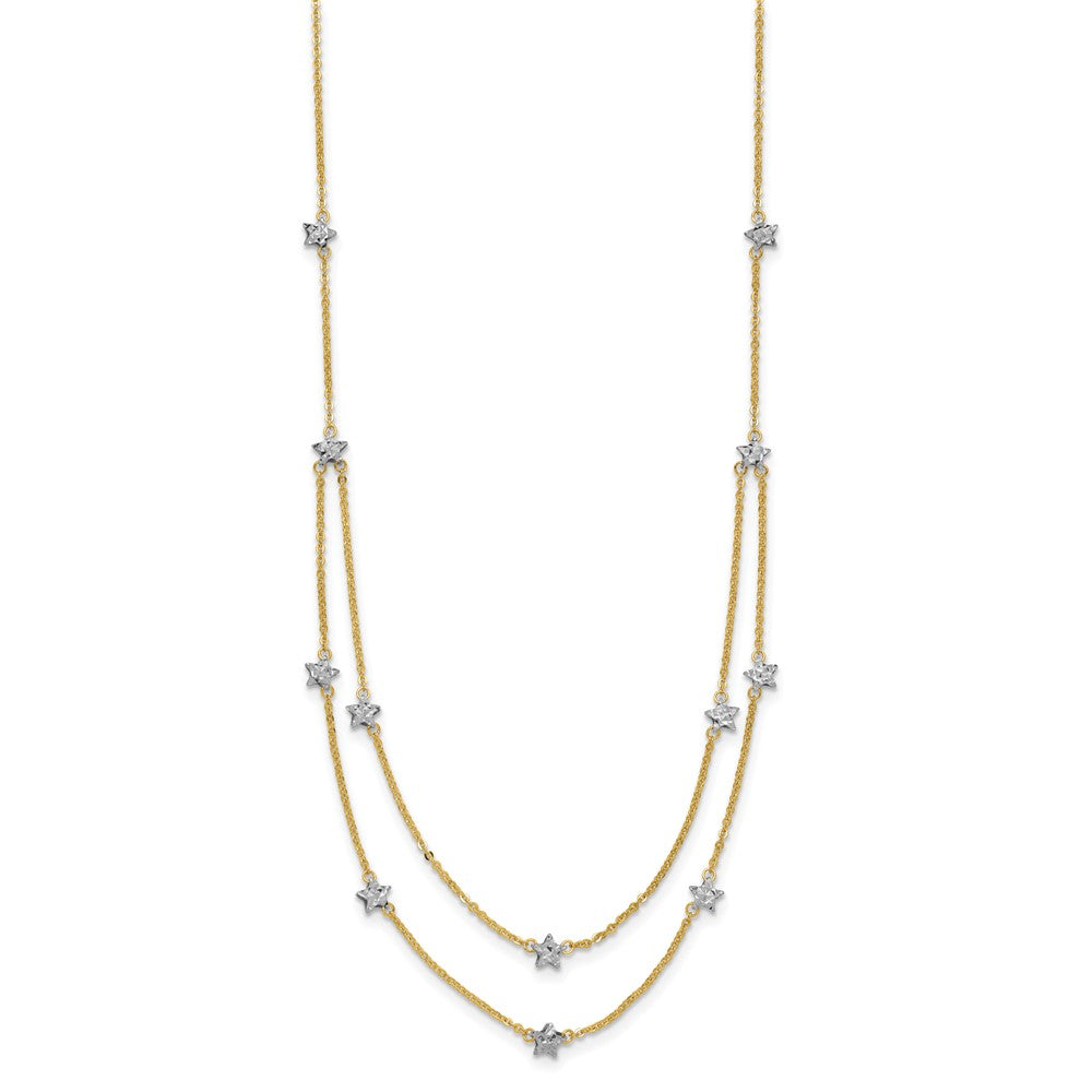 18 Zoll 14K Bicolor Doppelt Kette Stern Halskette