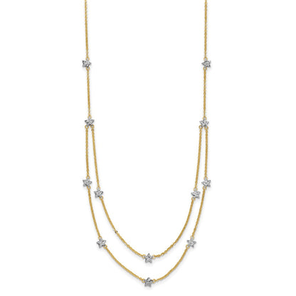 18 Zoll 14K Bicolor Doppelt Kette Stern Halskette