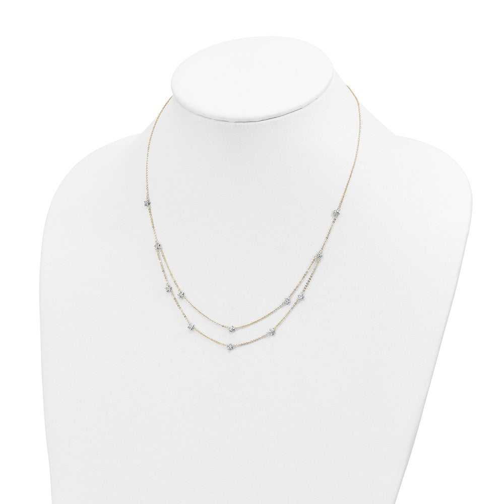 18 Zoll 14K Bicolor Doppelt Kette Stern Halskette