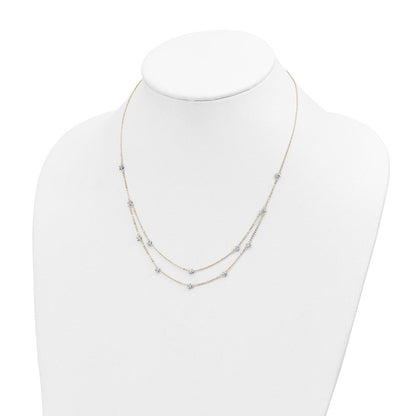 18 Zoll 14K Bicolor Doppelt Kette Stern Halskette
