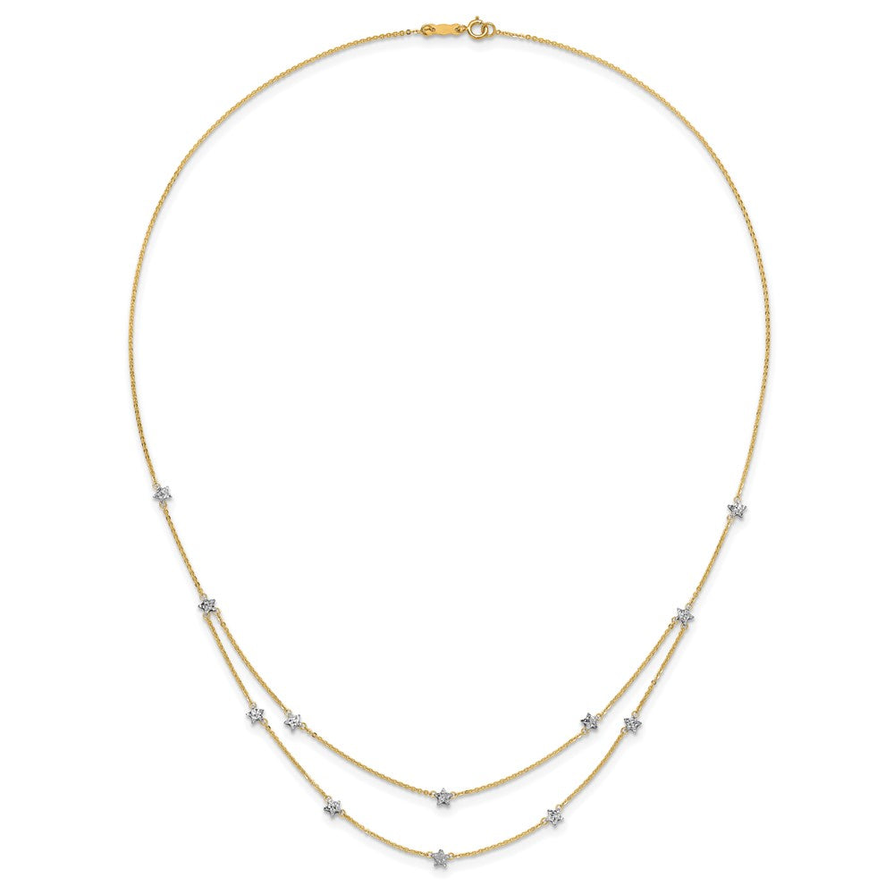 18 Zoll 14K Bicolor Doppelt Kette Stern Halskette