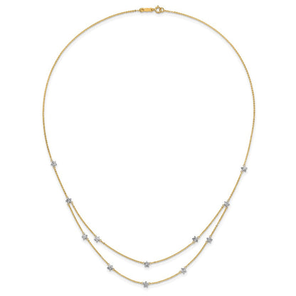 18 Zoll 14K Bicolor Doppelt Kette Stern Halskette