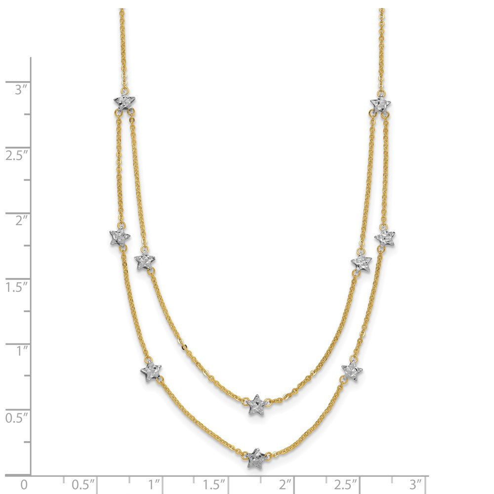 18 Zoll 14K Bicolor Doppelt Kette Stern Halskette