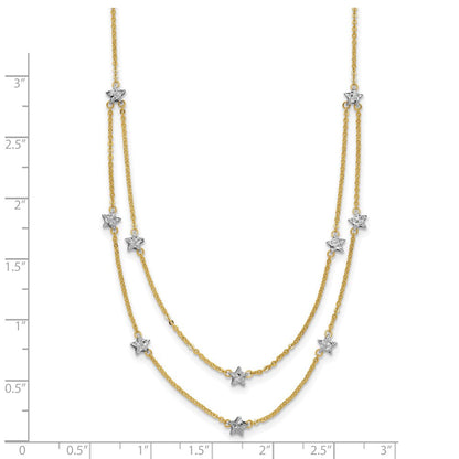 18 Zoll 14K Bicolor Doppelt Kette Stern Halskette