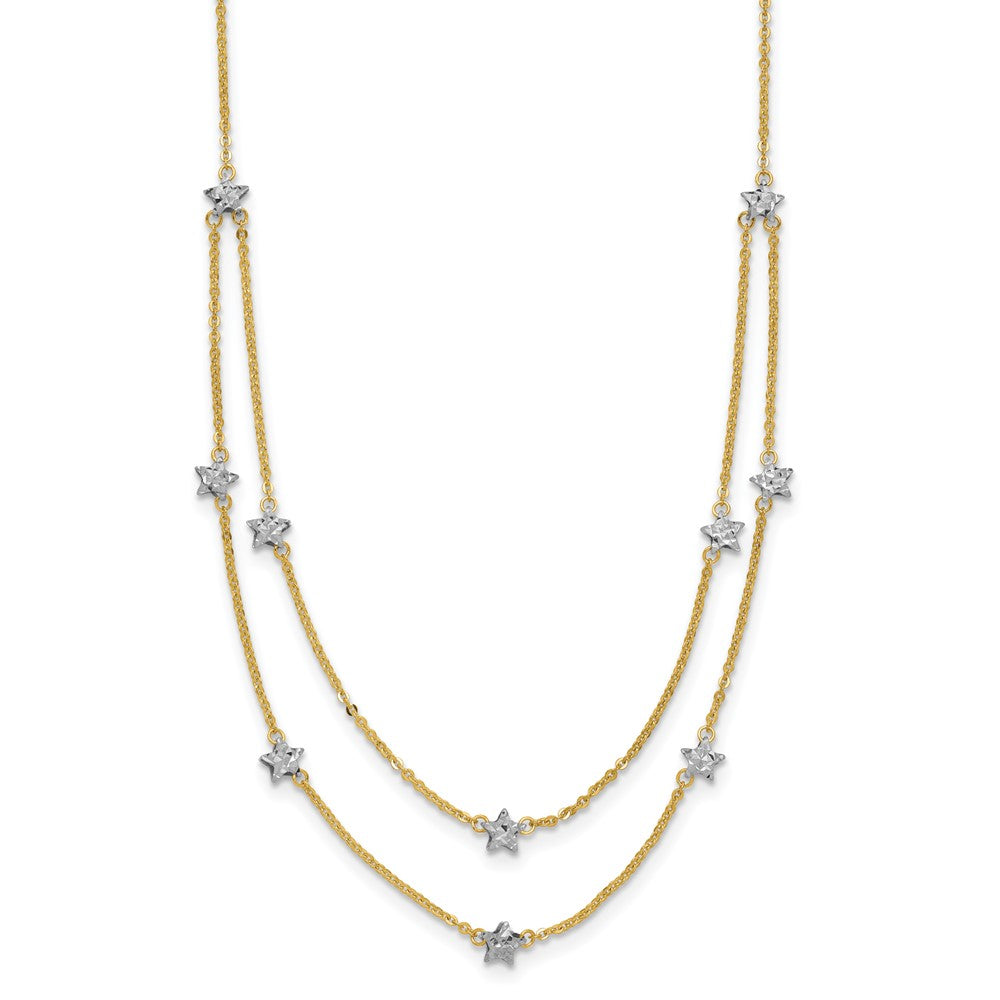 18 Zoll 14K Bicolor Doppelt Kette Stern Halskette