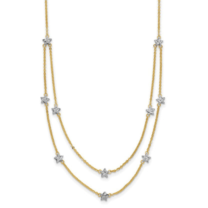 18 Zoll 14K Bicolor Doppelt Kette Stern Halskette