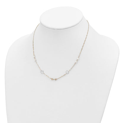 14K Bicolor Poliert Stern Halskette