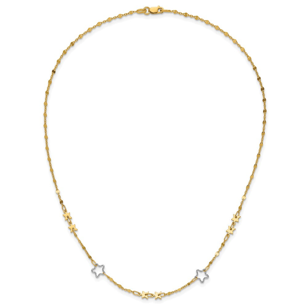 14K Bicolor Poliert Stern Halskette