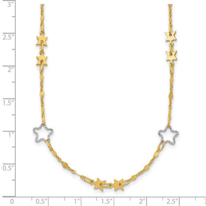 14K Bicolor Poliert Stern Halskette