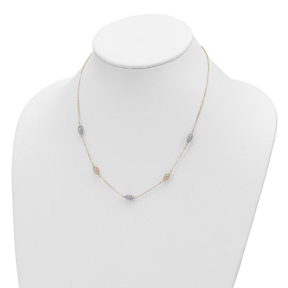 14K Bicolor Poliert Spirale 5 Station Halskette