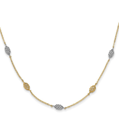 14K Bicolor Poliert Spirale 5 Station Halskette