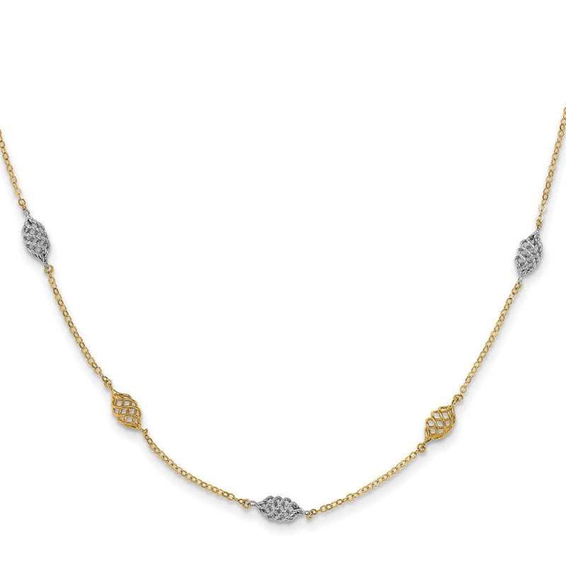 14K Bicolor Poliert Spirale 5 Station Halskette