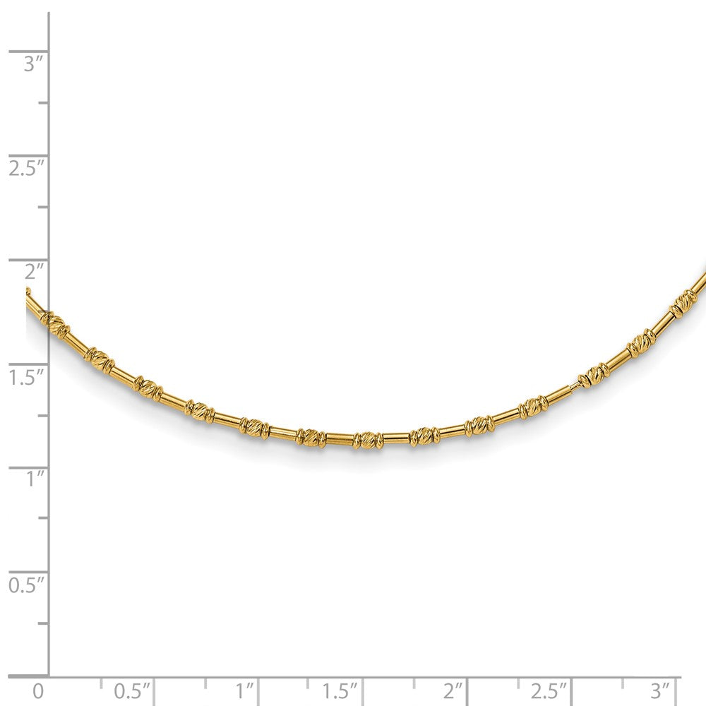 14K Gelbgold Poliert und Diamantiert Fantasie Gekugelt 17 Zoll Halskette