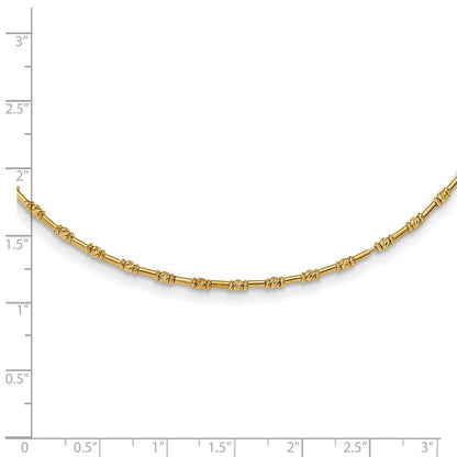 14K Gelbgold Poliert und Diamantiert Fantasie Gekugelt 17 Zoll Halskette