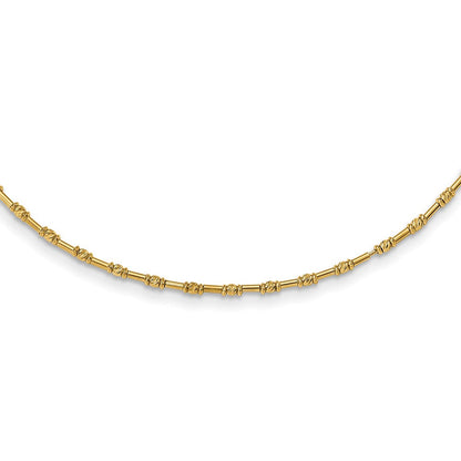 14K Gelbgold Poliert und Diamantiert Fantasie Gekugelt 17 Zoll Halskette