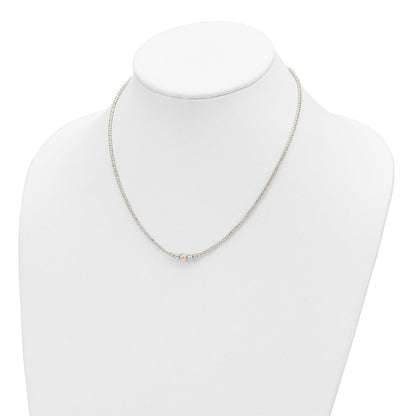 14K Bicolor Poliert Diamantiert Gekugelt 17 Zoll Halskette