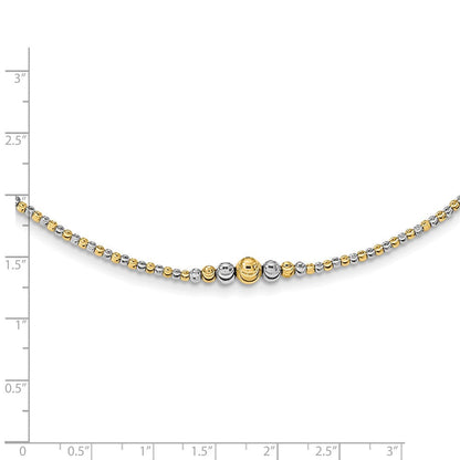 14K Bicolor Poliert Diamantiert Gekugelt 17 Zoll Halskette