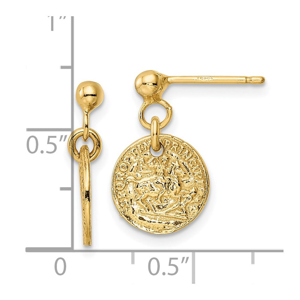 14K Gelbgold Poliert Coins Stecker Ohrhänger