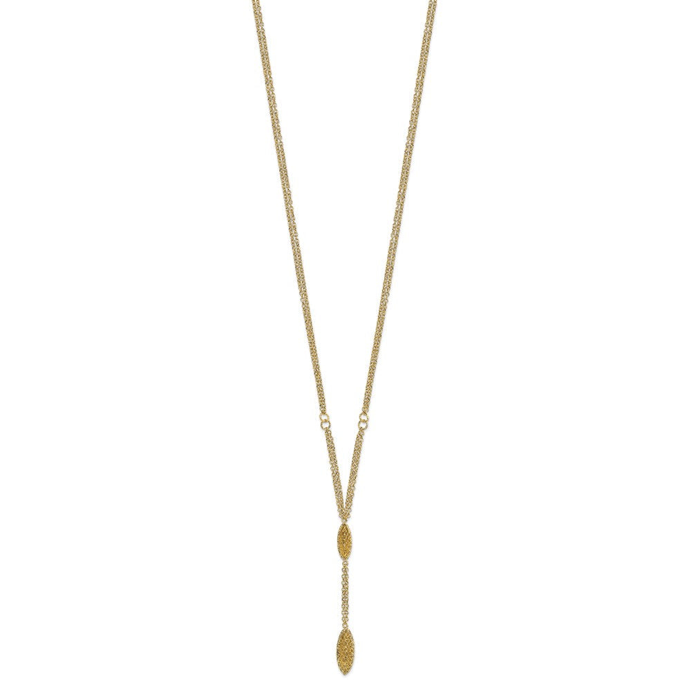 14K Gelbgold Fantasie Y Diamantiert Tropfen mit 1 Zoll Verlängerung. Halskette