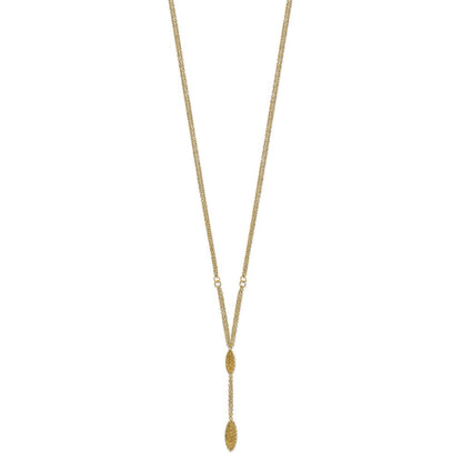 14K Gelbgold Fantasie Y Diamantiert Tropfen mit 1 Zoll Verlängerung. Halskette