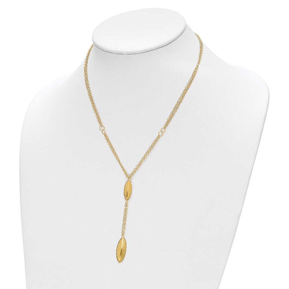 14K Gelbgold Fantasie Y Diamantiert Tropfen mit 1 Zoll Verlängerung. Halskette