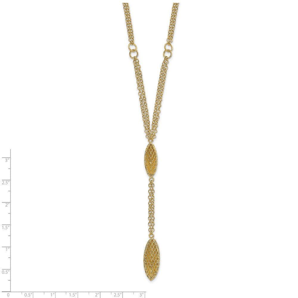 14K Gelbgold Fantasie Y Diamantiert Tropfen mit 1 Zoll Verlängerung. Halskette