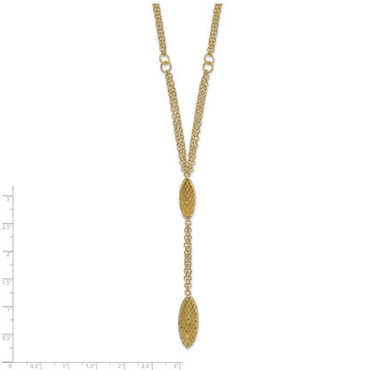 14K Gelbgold Fantasie Y Diamantiert Tropfen mit 1 Zoll Verlängerung. Halskette