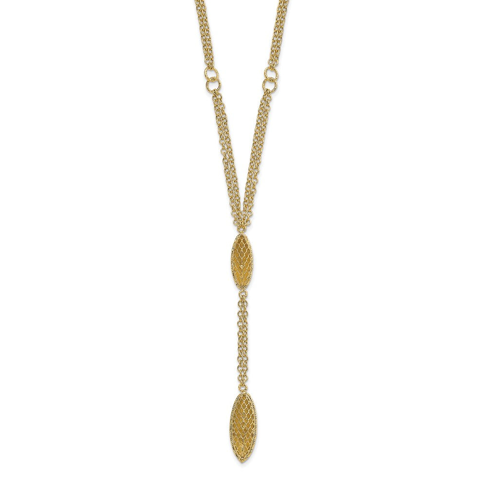 14K Gelbgold Fantasie Y Diamantiert Tropfen mit 1 Zoll Verlängerung. Halskette