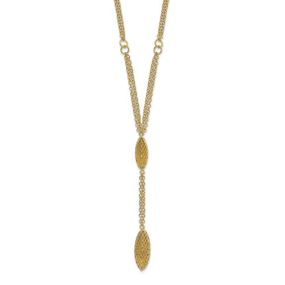 14K Gelbgold Fantasie Y Diamantiert Tropfen mit 1 Zoll Verlängerung. Halskette