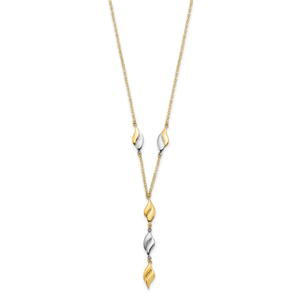 14K Bicolor Poliert Fantasie Y Tropfen Halskette