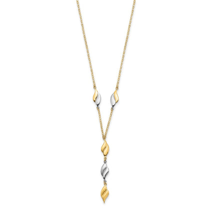 14K Bicolor Poliert Fantasie Y Tropfen Halskette
