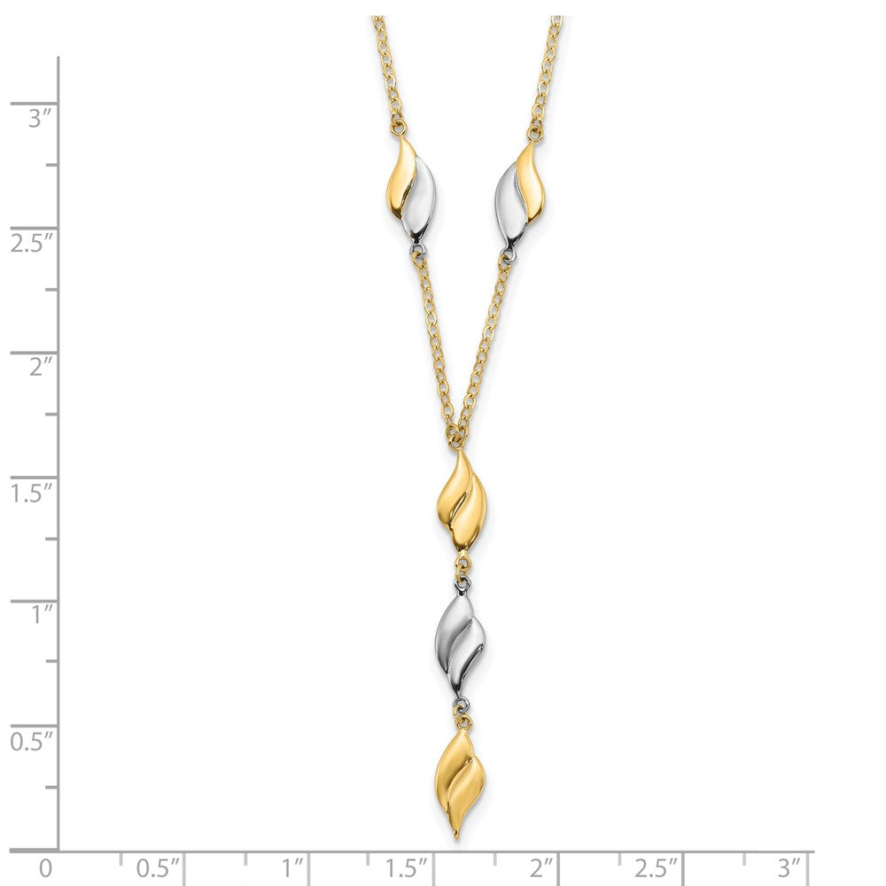 14K Bicolor Poliert Fantasie Y Tropfen Halskette