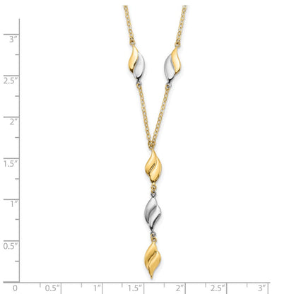 14K Bicolor Poliert Fantasie Y Tropfen Halskette