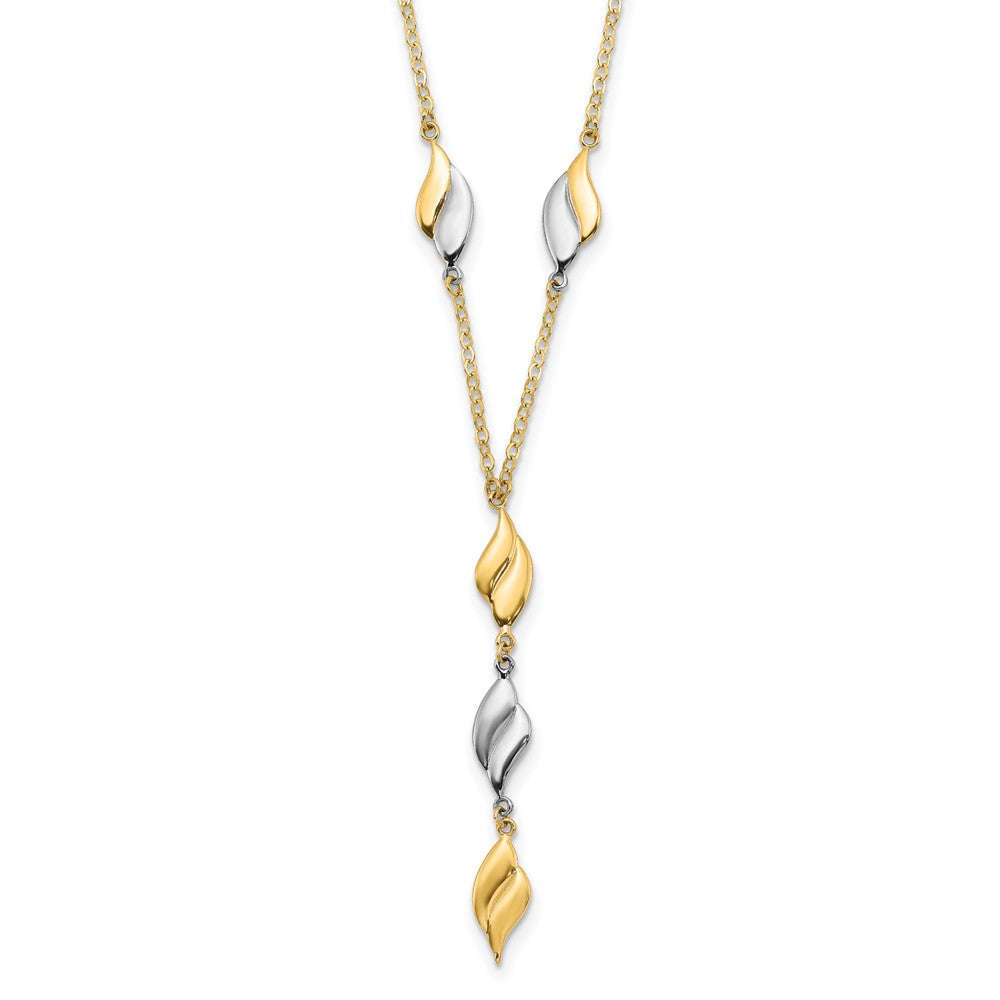 14K Bicolor Poliert Fantasie Y Tropfen Halskette