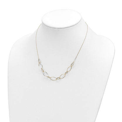 14K Gelbgold Poliert Diamantiert Oval Glieder Halskette