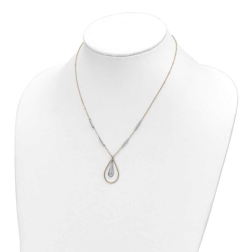 14K Bicolor Poliert & Diamantiert Tropfen Halskette