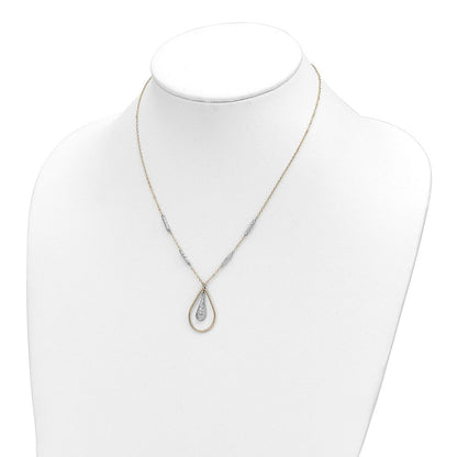 14K Bicolor Poliert & Diamantiert Tropfen Halskette