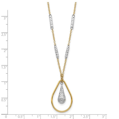 14K Bicolor Poliert & Diamantiert Tropfen Halskette