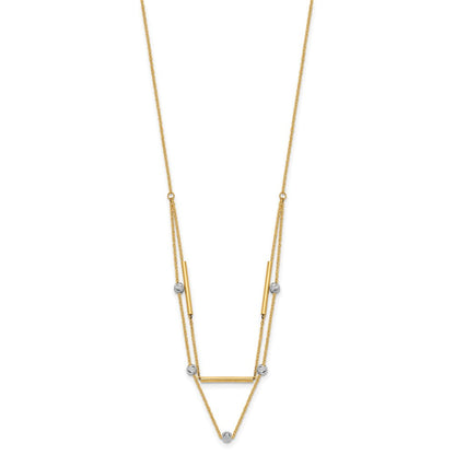 14K Bicolor Diamantiert Perlen Fantasie 17 Zoll Halskette