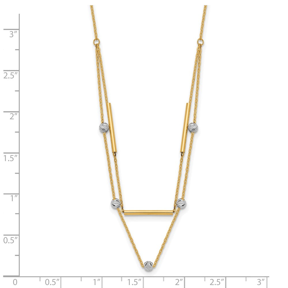 14K Bicolor Diamantiert Perlen Fantasie 17 Zoll Halskette