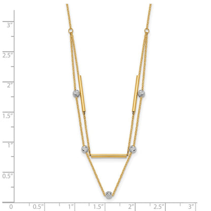 14K Bicolor Diamantiert Perlen Fantasie 17 Zoll Halskette