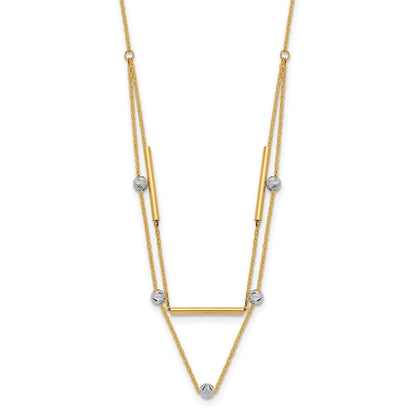 14K Bicolor Diamantiert Perlen Fantasie 17 Zoll Halskette