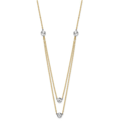 14K Bicolor Poliert & Diamantiert Discs Doppelt Halskette