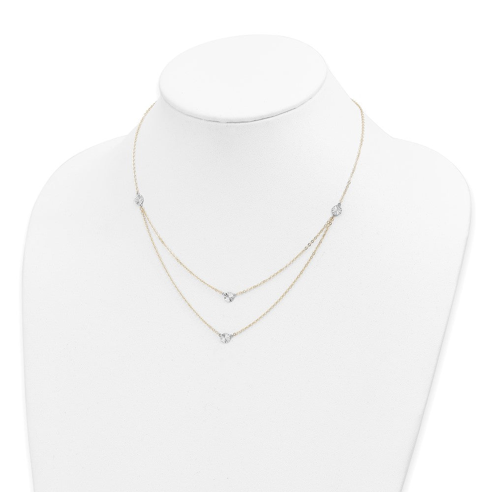 14K Bicolor Poliert & Diamantiert Discs Doppelt Halskette