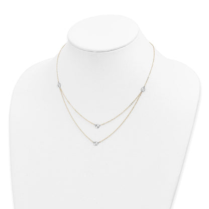 14K Bicolor Poliert & Diamantiert Discs Doppelt Halskette